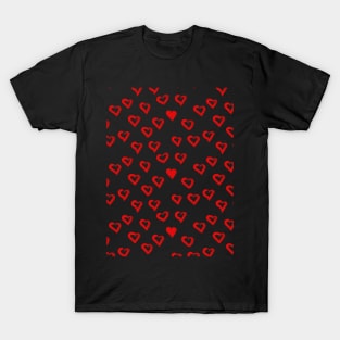 red Hearts Pattern T-Shirt